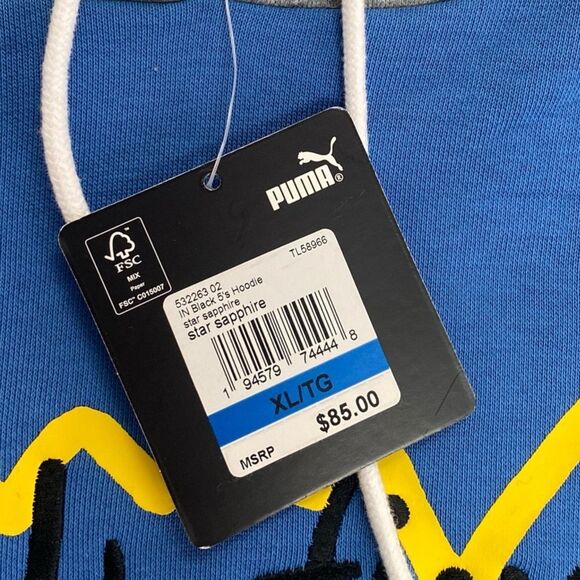 Puma X Hoodie Black Fives "Make History Now" Star Sapphire Hoodie Mens size XL - Picture 8 of 8